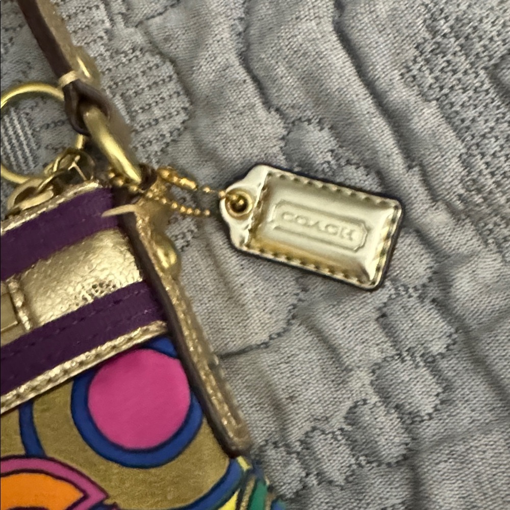 Rare Coach Poppy Crossbody Satin Bag Gold Multicolor Spring Summer handbag - Picture 5 of 9